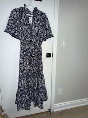 Floral Navy and White Maxi Dress